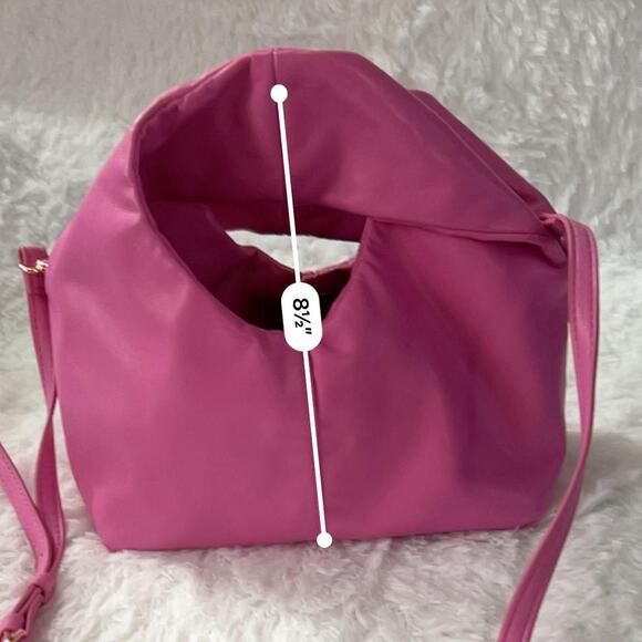 Barbie Pink Faux Leather Hobo Mini Bag Detachable Strap Two Way Crossbody Preppy - Picture 5 of 8